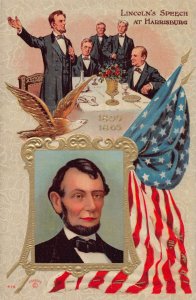 J73/ Patriotic Postcard c1910 President Abraham Lincoln Harrisburg Speech 432