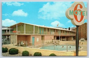 Roadside~Motel 6 & Swimming Pool Salt Lake City Utah~Vintage Postcard