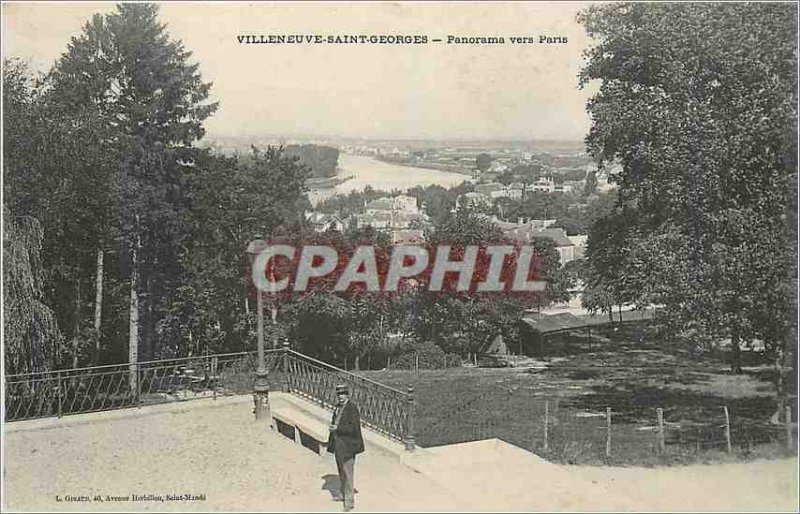 Old Postcard Panorama Villeneuve Saint Georges to Paris