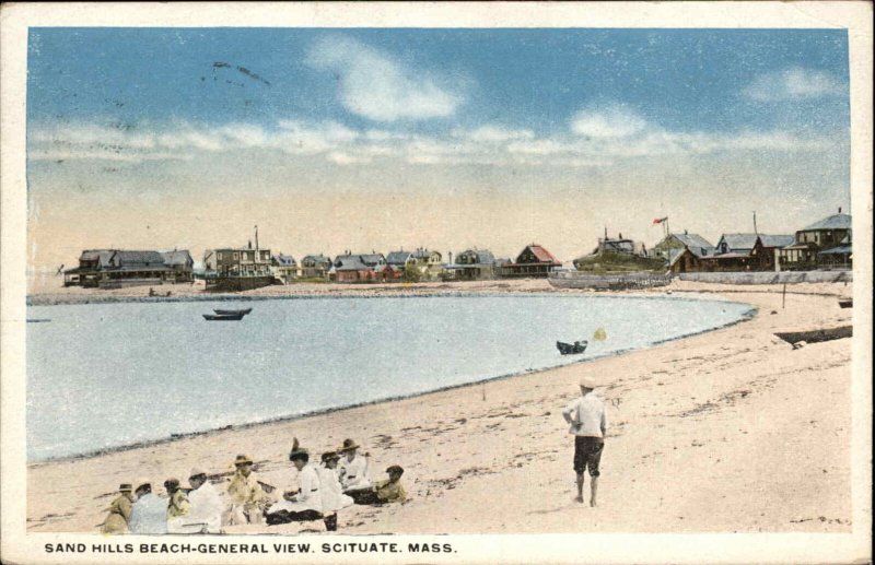 Scituate Massachusetts MA Beach Bathing Scene c1920s-30s Postcard