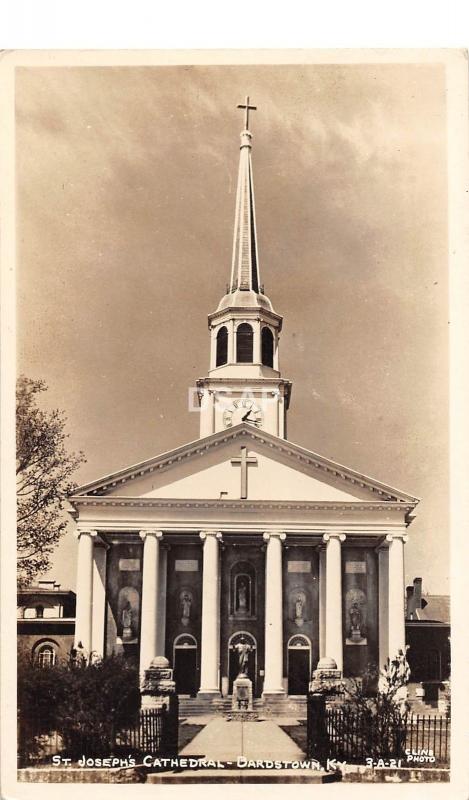 C40/ Bardstown Kentucky Ky Photo RPPC Postcard c40s Cline St Joseph Cathedral