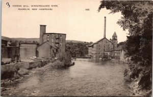 Postcard NH Merrimack County Franklin Stevens Mill Winnipesaukee River 1940s S90