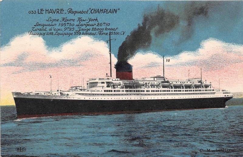 BF37178 le havre paquebot champlain ligne havre new yor france Boat Ship Bateaux