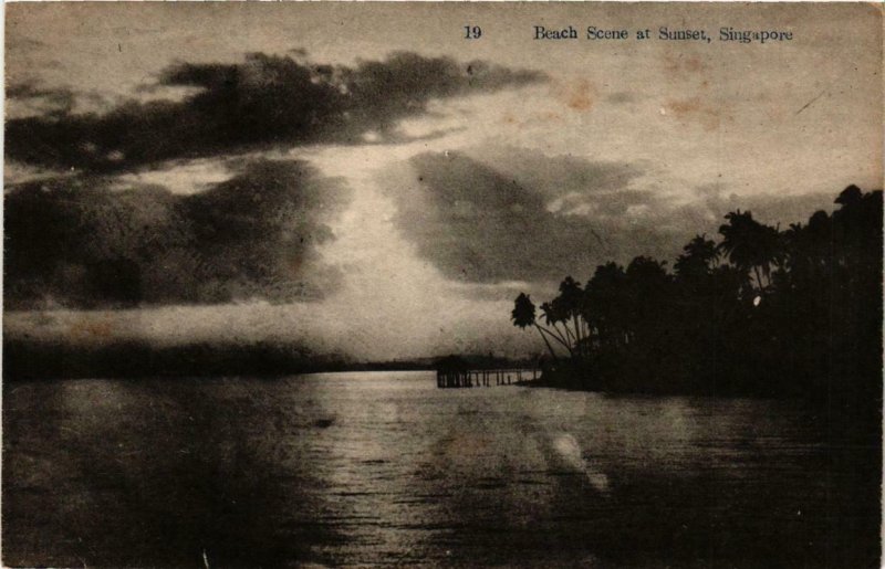 CPA AK Beach Scene at Sunset, Singapore JAPAN (725540)