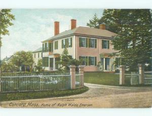 Unused Pre-1907 RALPH WALDO EMERSON HOUSE Concord Massachusetts MA n5371