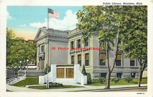 MI, Manistee, Michigan, Public Library Building, Curteich No 5B495-N