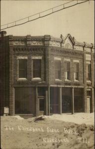 Elizabeth IL State Bank in Winter c1910 Real Photo Postcard
