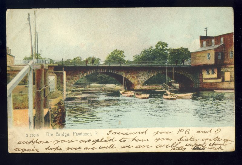 Pawtuxet, Rhode Island/RI Postcard, The Bridge, 1908!