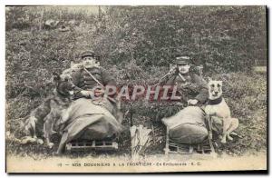 Postcard Old Customs Customs officers in ambush Dog Dogs