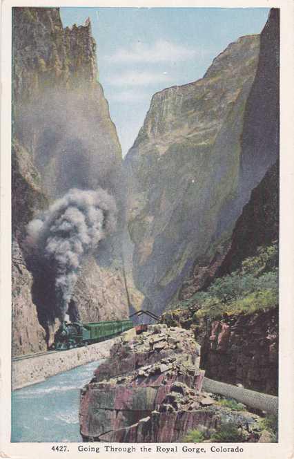 Denver and Rio Grande Train - going through the Royal Gorge CO, Colorado - WB