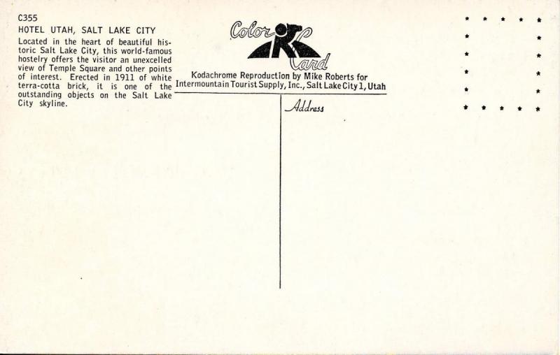 UT - Salt Lake City. Hotel Utah