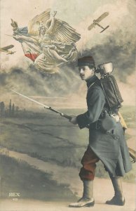 WW1 France great war patriotic military allegory soldier rifle woman plane angel