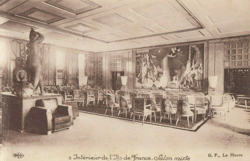 Ocean Liner Ile de France 1900-10s Salon mixle