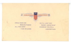 Greeting Card -  Christmas Humor. Uncle Sam   **RARE** (Not A Postcard)