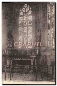 Old Postcard The Chapel St. Barbara Faouet L & # 39autel and stained glass