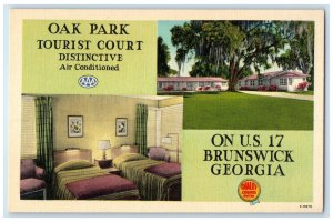 c1940's Oak Park Tourist Court Bed Room Brunswick Georgia GA Unposted Postcard