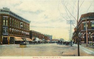 c1907 Chromograph Postcard Street Scene Greeley CO, C.& S.& U.P. Ry Unposted