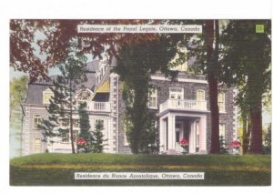 Residence Of The Papal Legate, Ottawa, Ontario, Canada, Vintage Linen Postcard