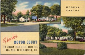 Heck's Motor Court Springfield IL Postcard PC462