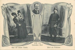 German comediant Maxl and his doll Thekla art nouveau top rare postcard 
