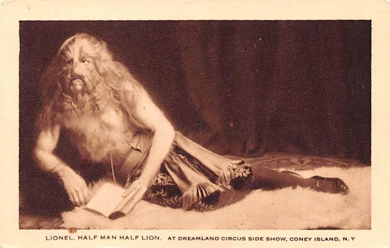 Lionel Half Man Half Lion Dreamland Circus Side Show, Coney Island, NY USA Un...