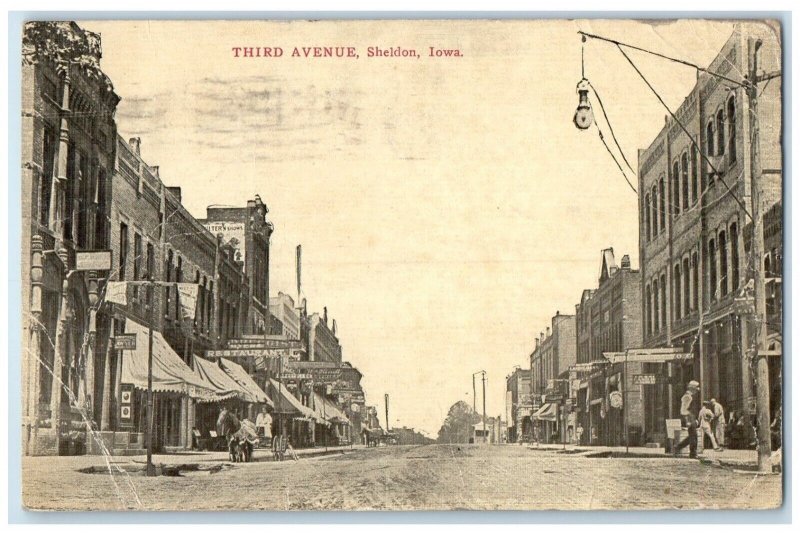 1912 Third Avenue Exterior View Building Sheldon Iowa Vintage Antique Postcard