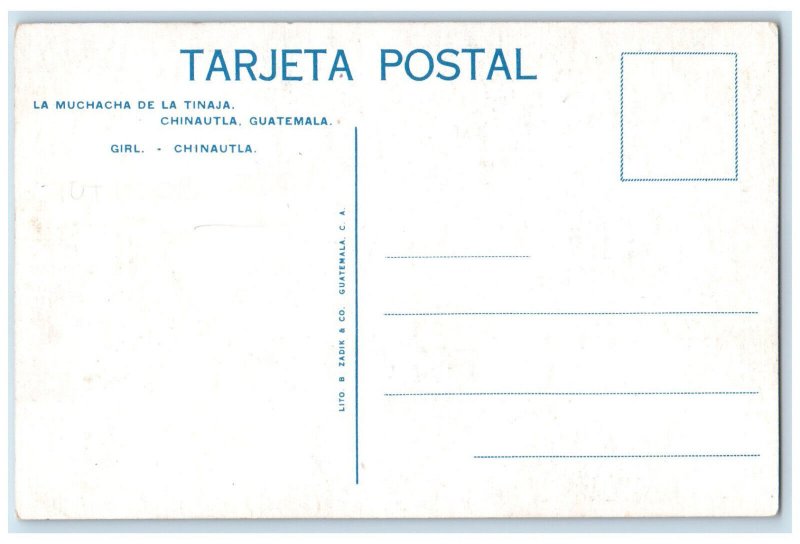 c1950's The Girl of the Tinaja Chinautla Guatemala Central America Postcard