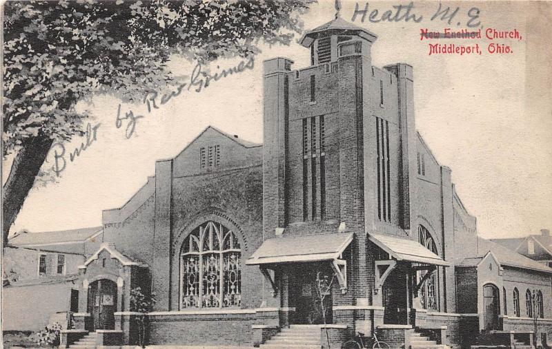 C6/ Middleport Ohio Postcard 1912 Heath M.E. Church Building