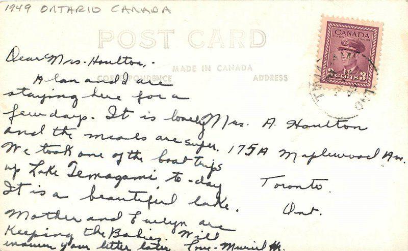 Amich Lodge Temagami 1949 Ontario Canada Maclean RPPC real photo 8932