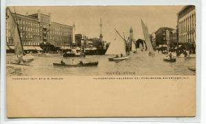 Water Town Boats in Flooded Street Fantasy Watertown New York 1910c postcard