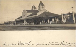 Bismarck North Dakota ND RR Train Station Depot c1910 Real Photo Postcard