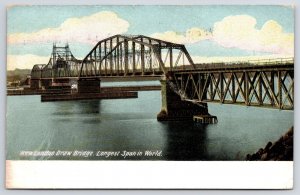 1908 New London Draw Bridge Longest Span In World Posted Postcard