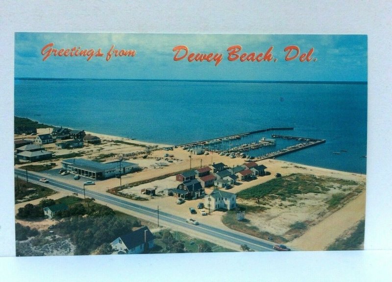 Dewey Beach DE Aerial View Looking Southwest Yacht Basin Rehoboth Bay Postcard