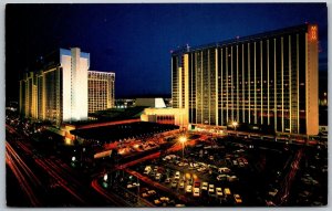 Las Vegas Nevada 1980s Postcard MGM Grand Hotel at Night