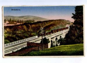 191272 Slovakia BRATISLAVA train on bridge Vintage postcard