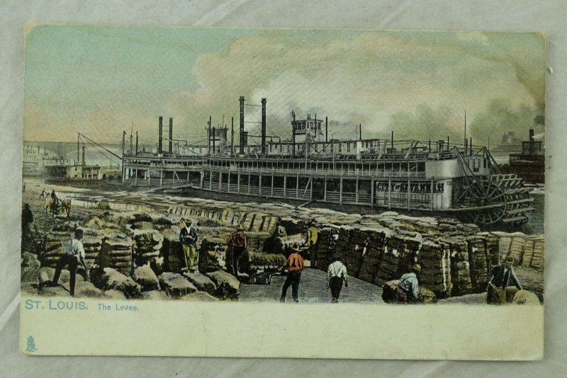 C.1900-07 Steamer St. Louis. The Levee Postcard F71 