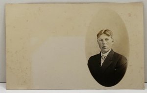 RPPC Young Man c1910 Minnesota Area Hall or Hustad Family Postcard B16