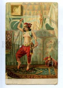 202916 HAREM Nude BELLY DANCER w/ Dagger SLAVE Vintage PC