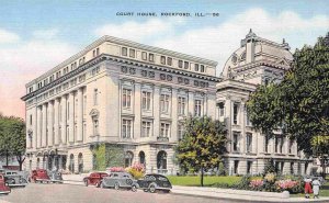 Court House Rockford Illinois linen postcard