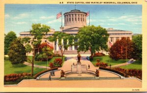 Ohio Columbus State Capitol and McKinley Memorial 1947 Curteich