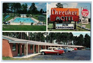 c1950's Cherokee Motel Swimming Pool Parking Waycross GA Multiview Postcard 