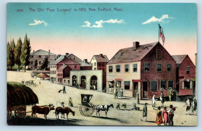 New Bedford MA Massachusetts Old Four Corners Postcard