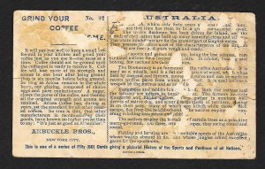 VICTORIAN TRADE CARD Arbuckle Coffee 'Australia' c1893