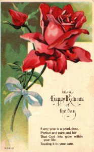 Vintage Postcard 1910's Happy Returns Of The Day Every Year Is A Pearl Perfect