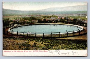 J97/ Missoula Montana Postcard c1910 Reservoir Missoula Water Company 385