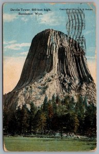 Postcard Sundance WY c1911 Devils Tower 800 Feet High A