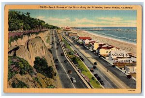 Santa Monica California CA Postcard Beach Homes Stars Palisades c1947 Vintage