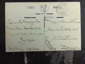 1922 Veracruz Mexico Real Picture RPPC Postcard Cover To Sao Pablo Brasil Via NY