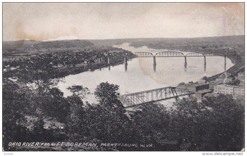 PARKERSBURG, West Virginia; Ohio River from Ft. Boreman, Bridges, PU-1908