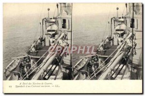 Old Postcard Boat On board warships spardeck d & # 39un modern armor